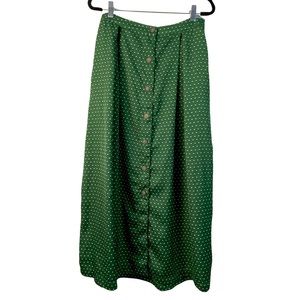 Who What Wear Green Maxi Skirt Polka Dot Prairie Cottagecore Size 6